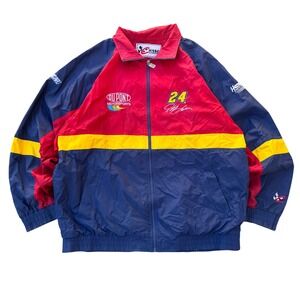 Chase Authentics Jeff Gordon 24 DuPont NASCAR Jacket Mens Large Red Blue Vintage